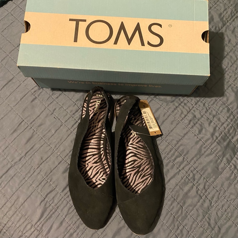 Julie Slingback Toms Black Suede